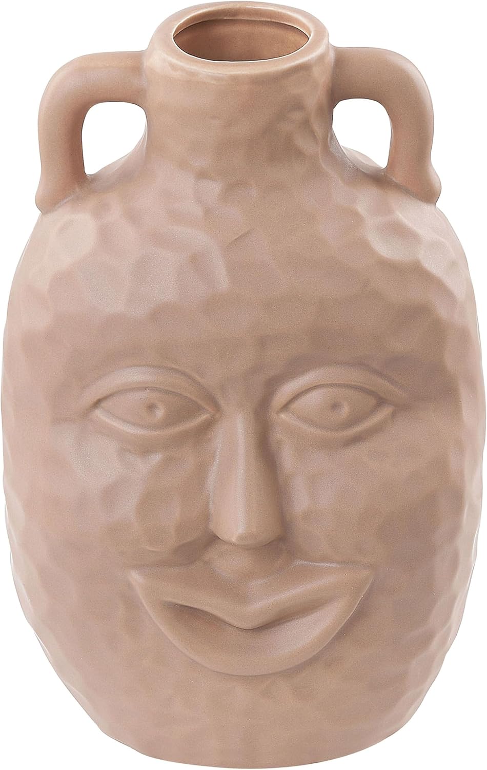 Dekorative Keramik Vase mit Gesichtsmotiv 26 cm Beige Veria