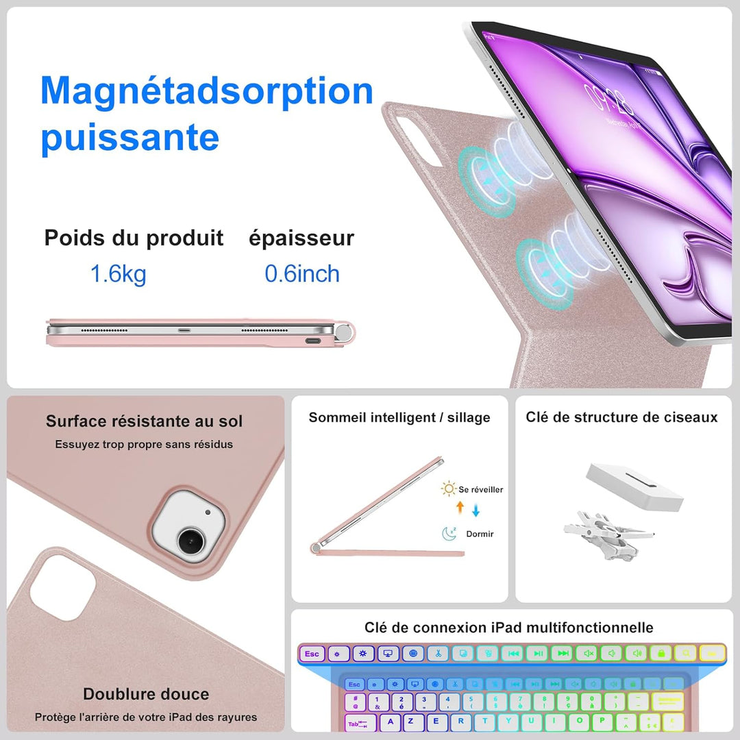 Magic Keyboard für iPad Air 13 Zoll 2026/2025/2024 (M4/M3/M2), iPad Pro 12.9 Zoll (6/5/4/3 Gen), Hül