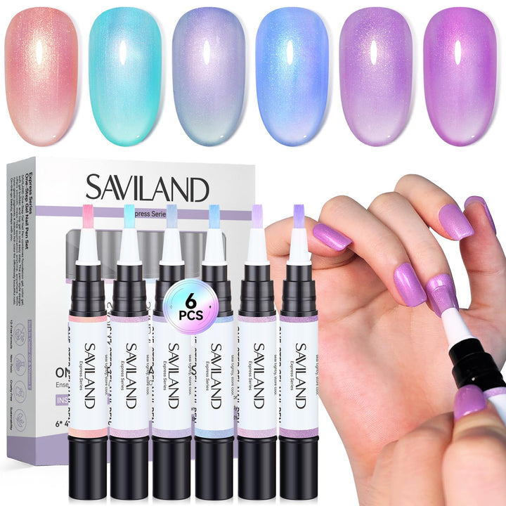 SAVILAND One Step Gel Nagellackstifte Set: 6 Farben Nagellackstift Schnelltrocknend, 3 In 1 Nagelkun