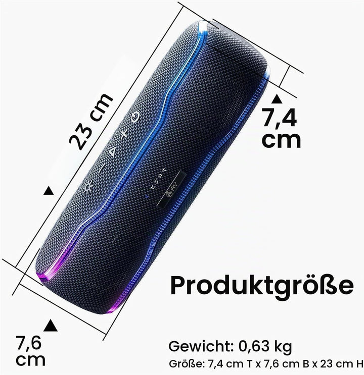 AY Bluetooth Lautsprecher Musikbox Tragbarer IPX7 Wasserdicht Bluetooth Box mit Bunten Licht und Sat