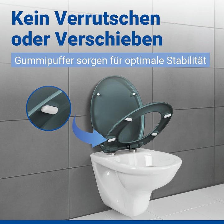 WENKO WC-Sitz Ottana Dunkelgrau, hygienischer Toilettensitz mit Absenkautomatik, WC-Deckel mit Fix-C