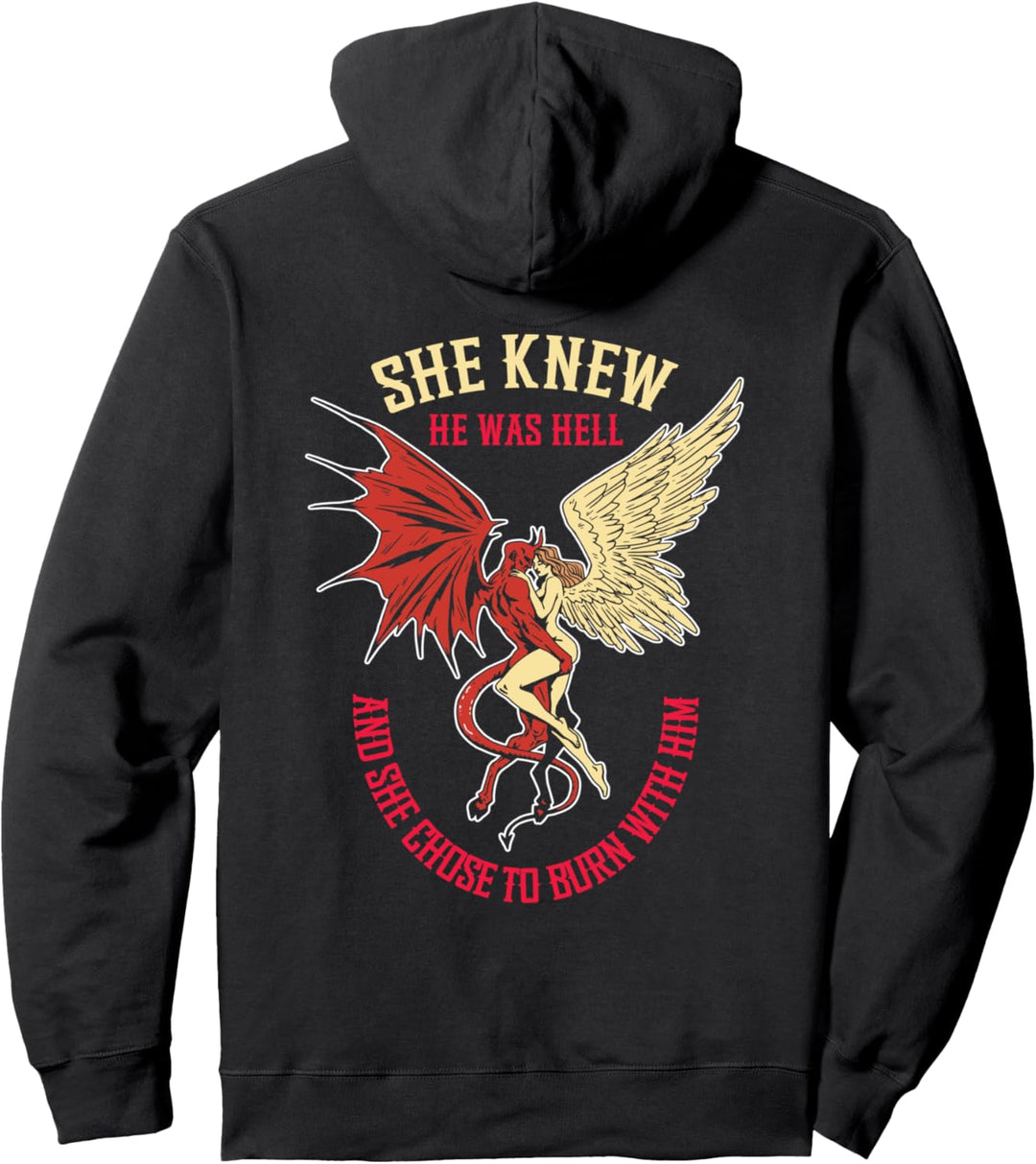 Teufel & Engel Partner Paar Kostüm Valentinstag Rückendruck Pullover Hoodie