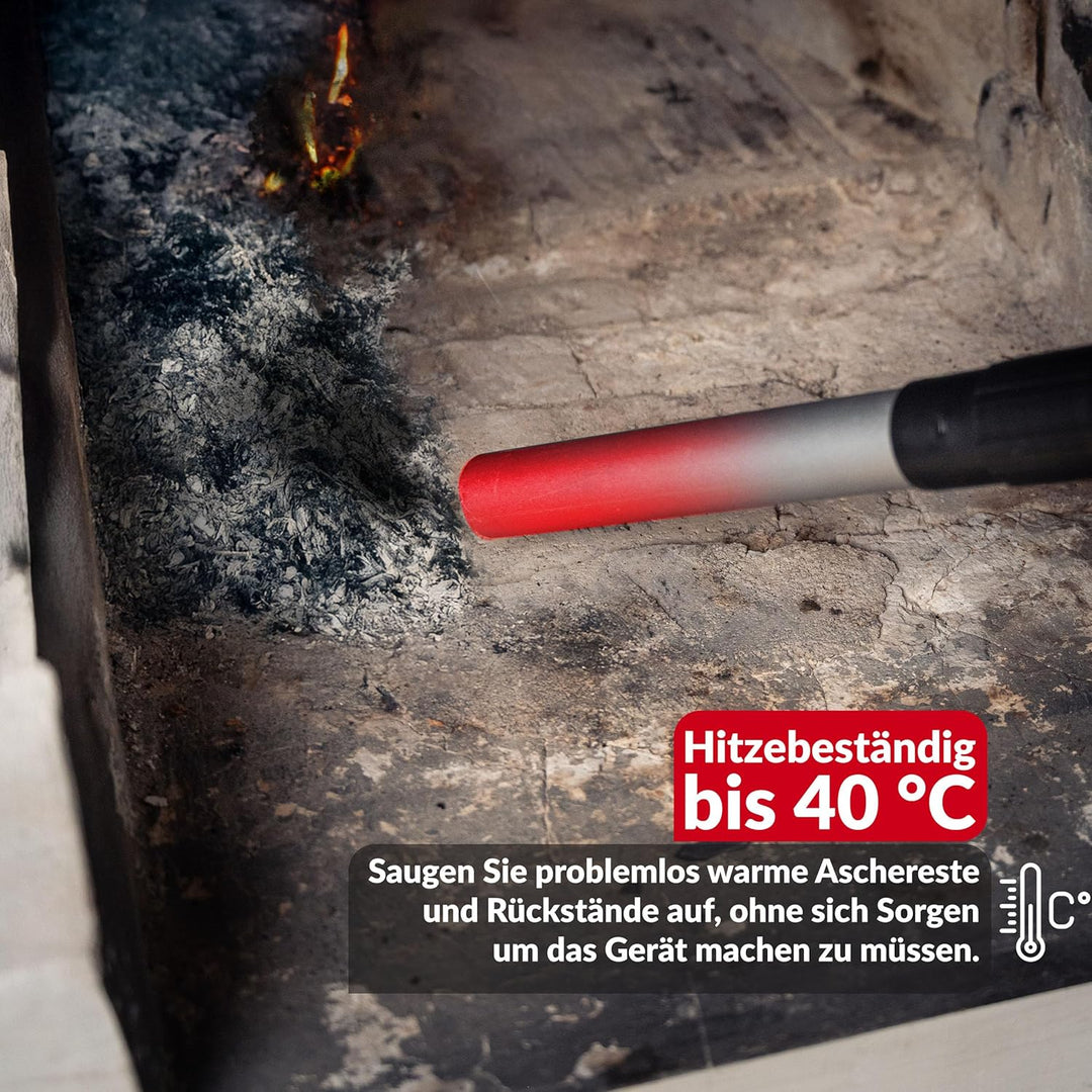 LEHMANN Aschesauger 15L - Kaminsauger für hohe Temperaturen - robustem Metalltank - Waschbar HEPA-Fi