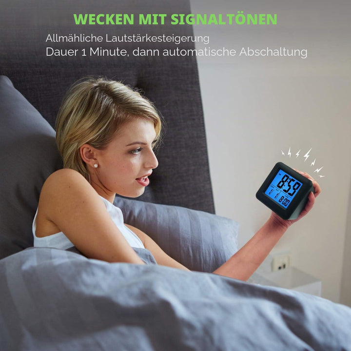 Plumeet Digitaler Reisewecker, Einfach Einzustellen, mit Schlummermodus, Weichem Nachtlicht, Grossem