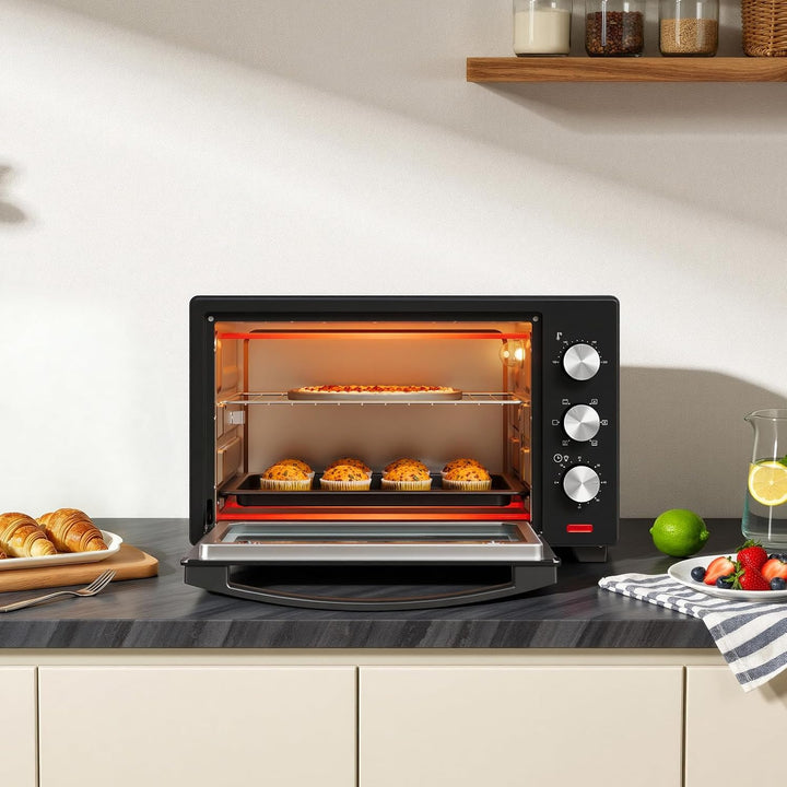 WOLTU Mini Backofen 32 Liter, 1600 Watt Toasterofen | Pizzaofen | Herausnehmbares Krümelblech mit Ti