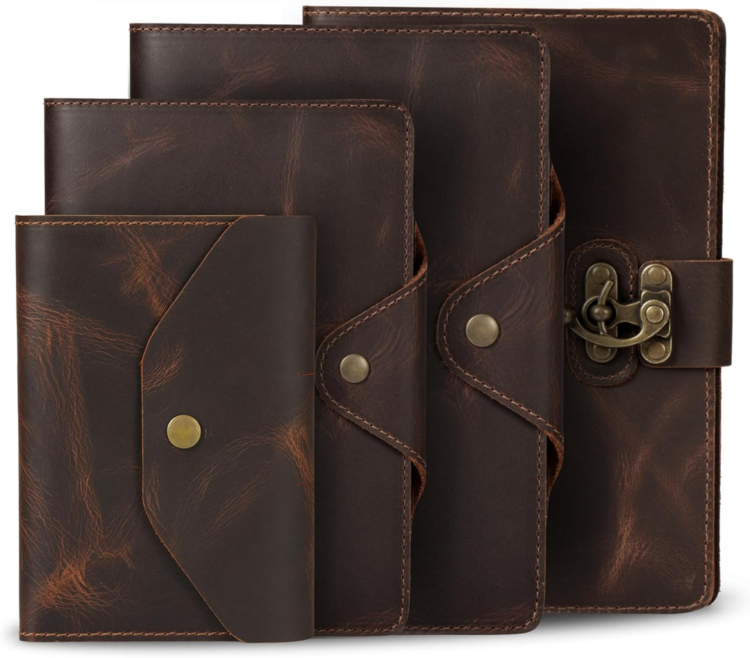 Londo Echtleder Schreibmappe Konferenzmappe mit Notizblock Notizblock und Schloss Braun S, Braun S