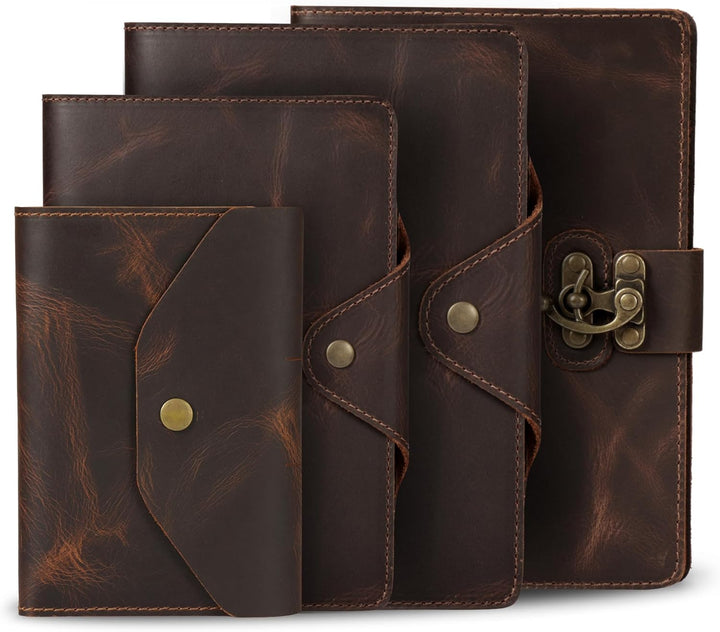 Londo Echtleder Schreibmappe Konferenzmappe mit Notizblock Notizblock und Schloss Braun S, Braun S