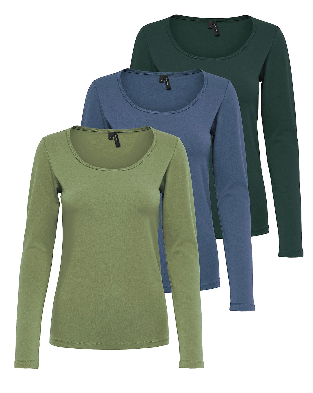 VERO MODA Damen Vmmaxi My Ls Soft Uneck Ga Noos Langarmshirts, 1x Oil Green 1x Green Gables, 1x Chin