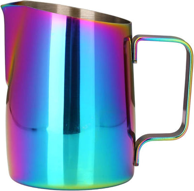 Dianoo Espresso-Milchaufschäumer, Milchkännchen, Edelstahl, für Kaffee-Latte-Kunst, 420 ml mehrfarbi