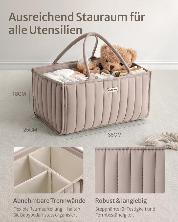 Blissful Diary Wickeltisch-Organizer, Wickelkorb für die Wickelstation, Stilvoller Wickelorganizer f