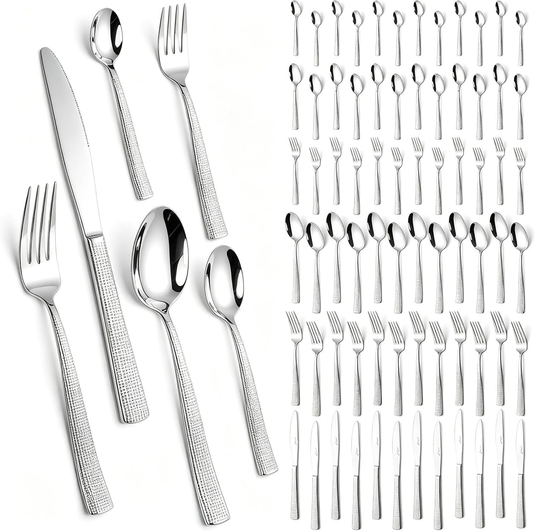 Besteck Set 12 Personen,72-tlg Edelstahl Besteckset,Cutlery Set mit Messer Gabel Löffel,inklusive Be