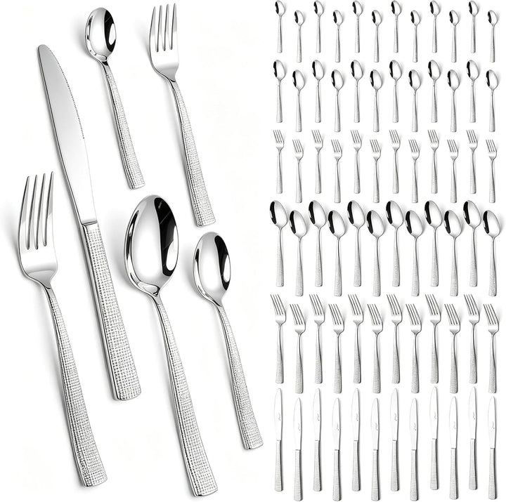 Besteck Set 12 Personen,72-tlg Edelstahl Besteckset,Cutlery Set mit Messer Gabel Löffel,inklusive Be