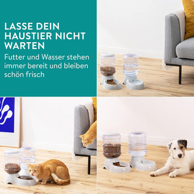 Navaris Futterspender und Wasserspender für Haustiere - Set zur Fütterung von Hund und Katze - Futte