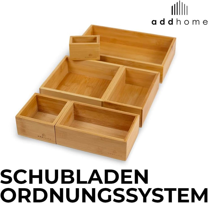 addhome Bambus Schubladen Organizer | 6 Schubladenboxen für vielseitige Anwendungsbereiche | praktis