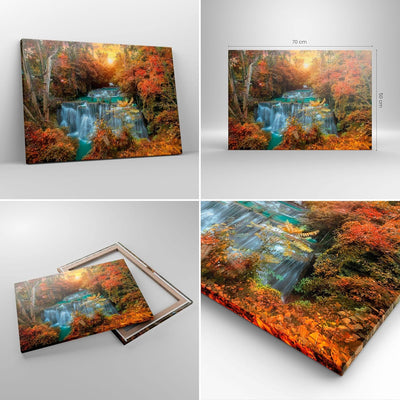 ARTTOR Bilder auf Leinwand Park Wasserfall Wasser Leinwandbild 70x50cm Wandbilder Dekoration Wohnzim