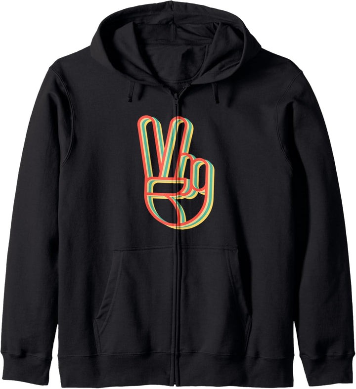 Retro Peace Love 60er 70er Hippie Kapuzenjacke