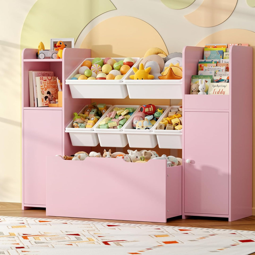 FOREHILL Kinderregal mit 7 Boxen, Kinderzimmer Möbel, Bücherregal Kinder | Kinderregal, Spielzeug Au