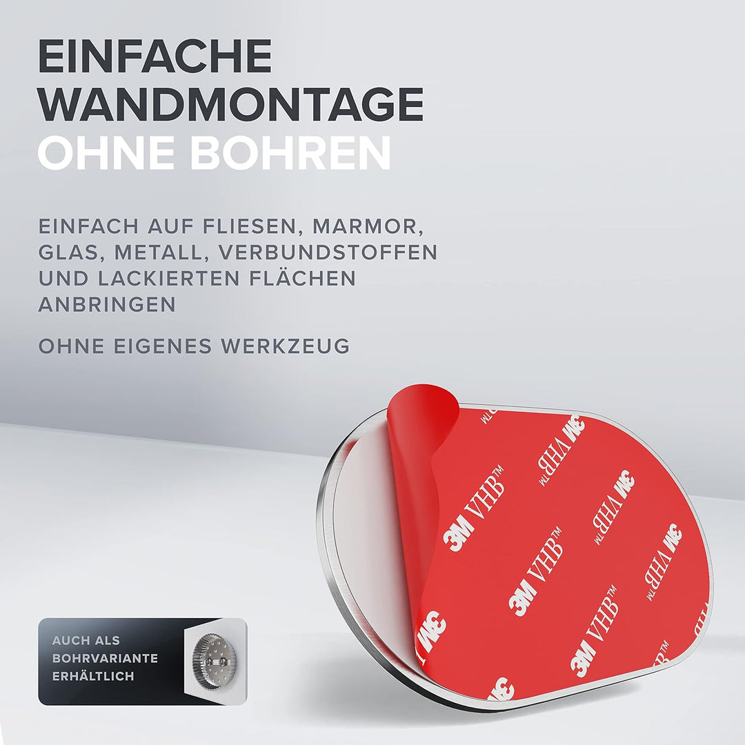 ovimar Seifenspender Kegnaes | Silber | Wandmontage ohne Bohren | aus Edelstahl und weissem Glas | e