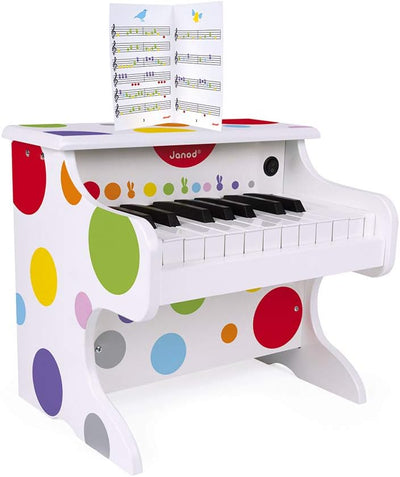 Janod - My First Confetti Elektronisches Holz-Klavier, Kinder-Musikinstrument, Spielzeugnachbildung