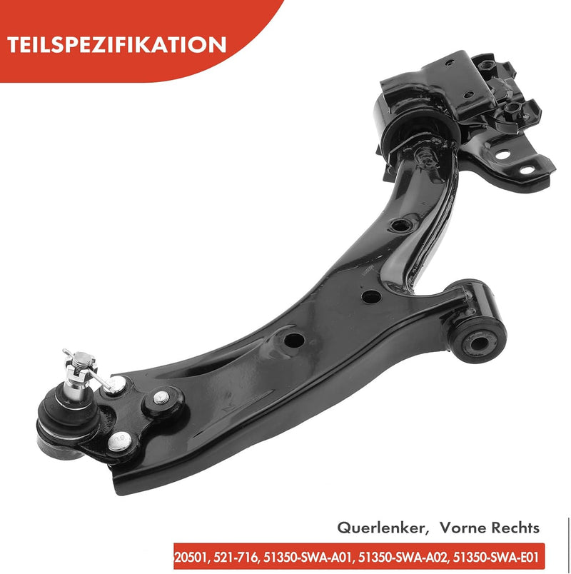 Frankberg Querlenker Vorne Rechts Kompatibel mit CR-V III RE 2.0L 2.2L 2.4L 2006-2011 Replace