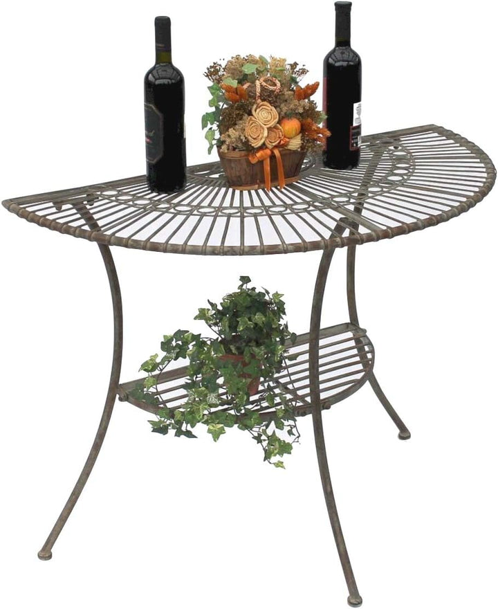 DanDiBo Tisch Halbrund Wandtisch Malega 100531 Beistelltisch aus Metall 100 cm Gartentisch Halbtisch