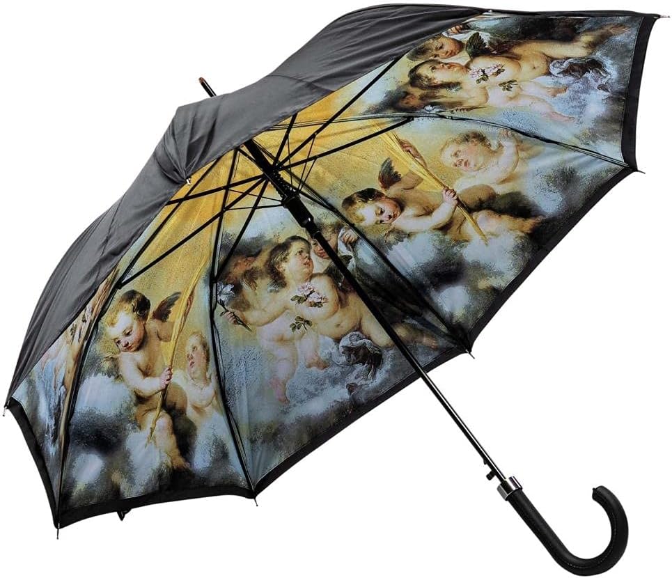 LUCKYWEATHER Regenschirm Stockschirm Damen Motiv Engel in den Wolken Auf-Automatik Double Layer I St