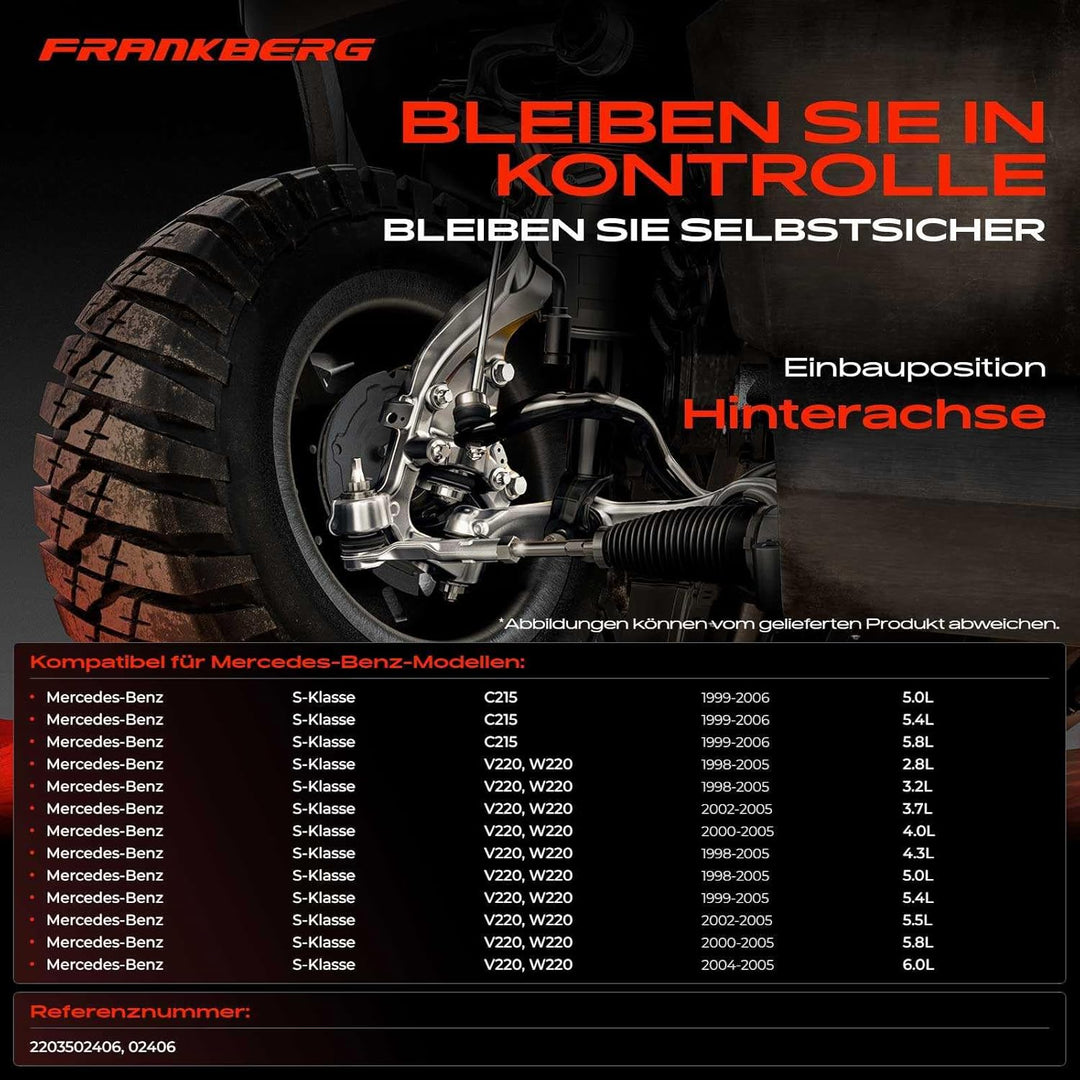 Frankberg 2x Querlenker Hinten Kompatibel mit S-Klasse 280 320 350 400 430 500 600 1998-2005 S-Klass