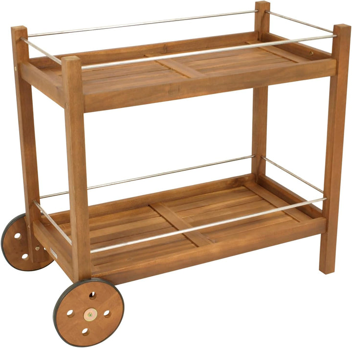 DEGAMO Barwagen Servierwagen Cape TOWN92x84x83cm, Zwei Ebenen, Holz Akazie braun geölt, Outdoor
