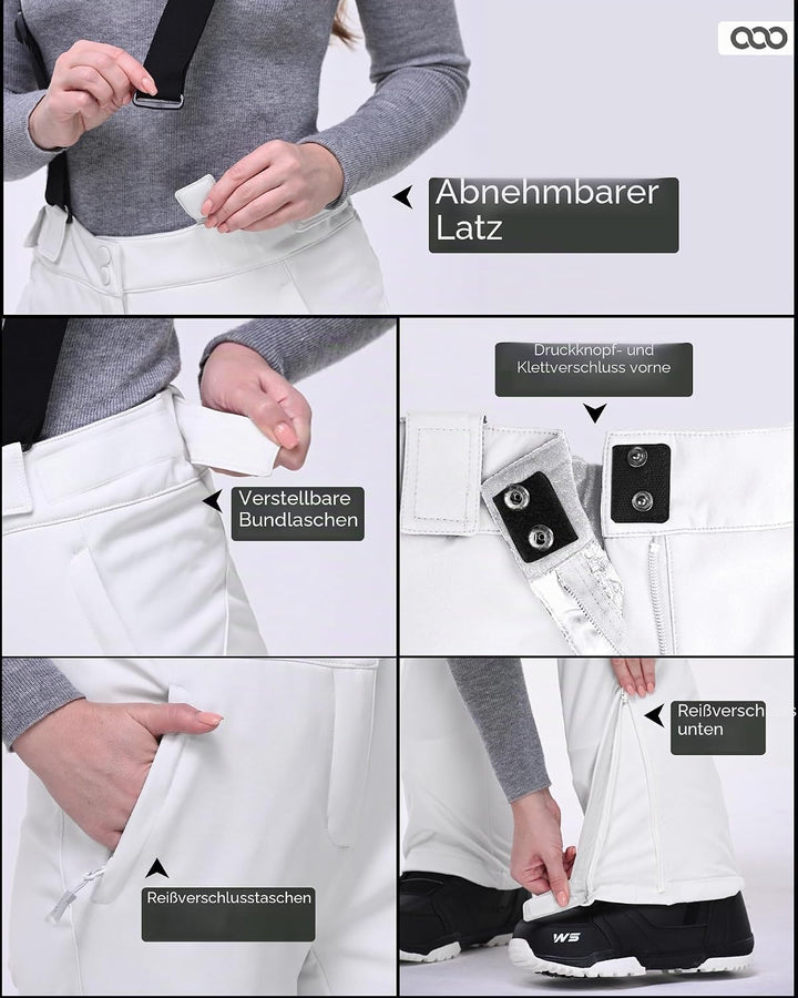 33,000ft Damen Skihose Hosenträgerhose Outdoorhose Wasserdicht Winddichte Softshellhose Warme Gefütt
