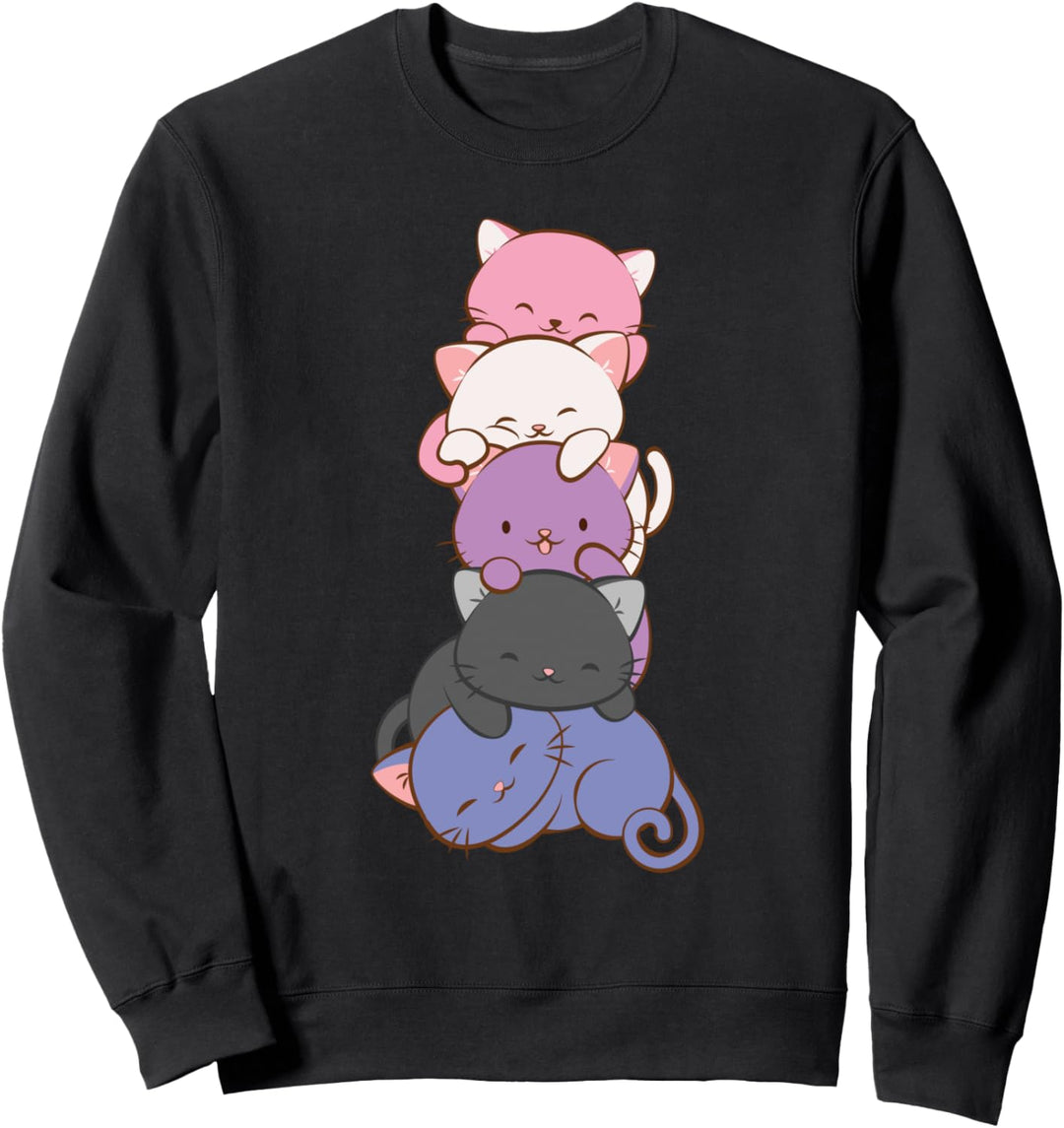 Genderfluid Pride Kawaii Katze Sweatshirt