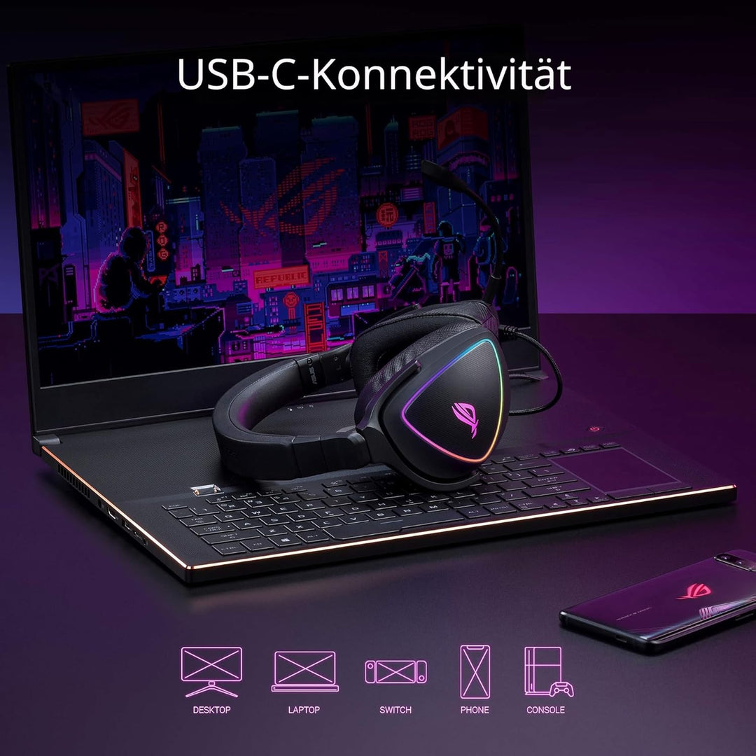 ASUS ROG Delta S USB-C Gaming Headset (kabelgebunden, AI Noise-Canceling, RGB Beleuchtung, kompatibe