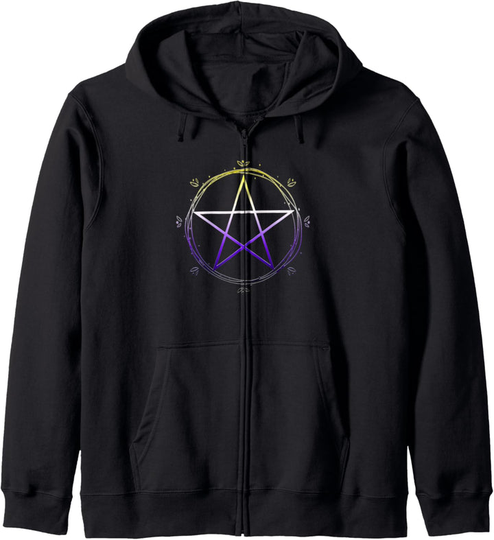 Nonbinary Pentagramm Wiccan Pagan NB Enby Pride Flagge Kapuzenjacke