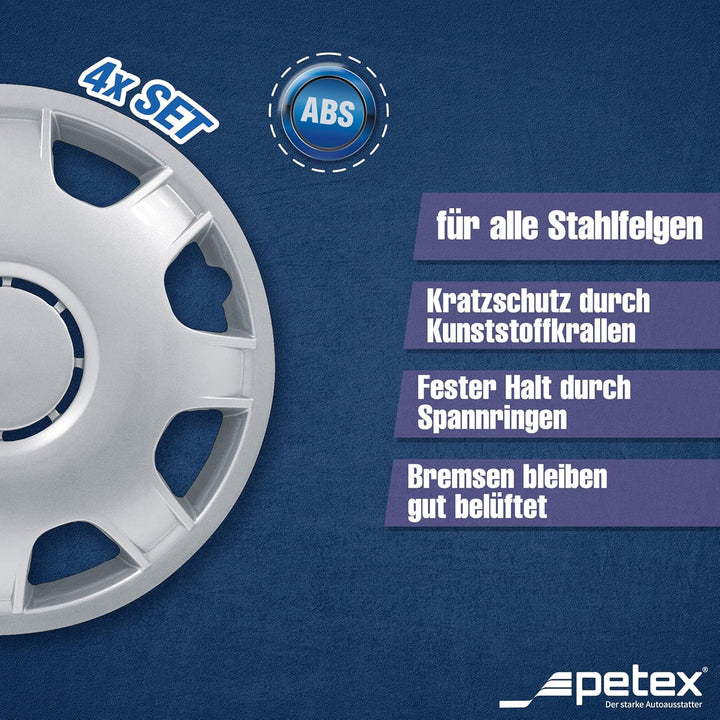 Petex RB514215 Radzierblende Speed Grösse 15 Zoll 2-fach lackiert Material: ABS in Box, silber - 4-e