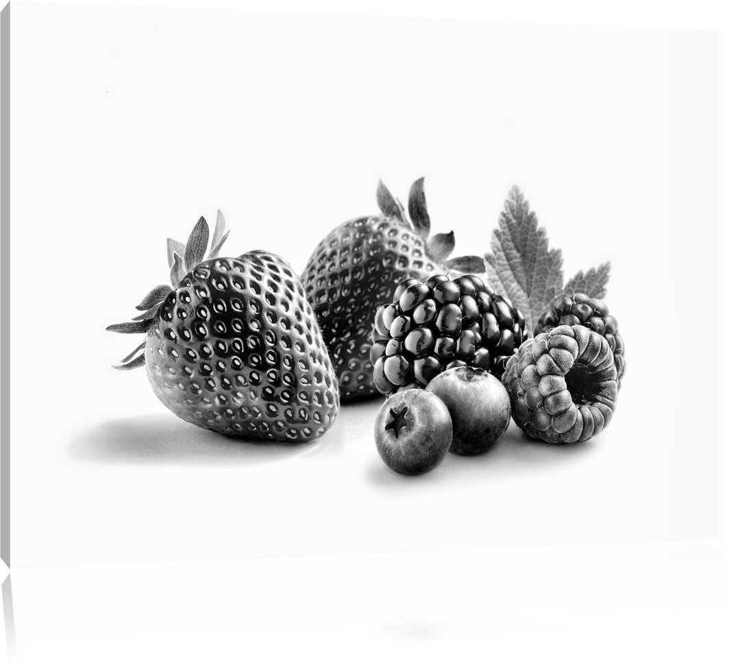 Monocrome, Frisches Obst, Format: 100x70 auf Leinwand, XXL riesige Bilder fertig gerahmt mit Keilrah
