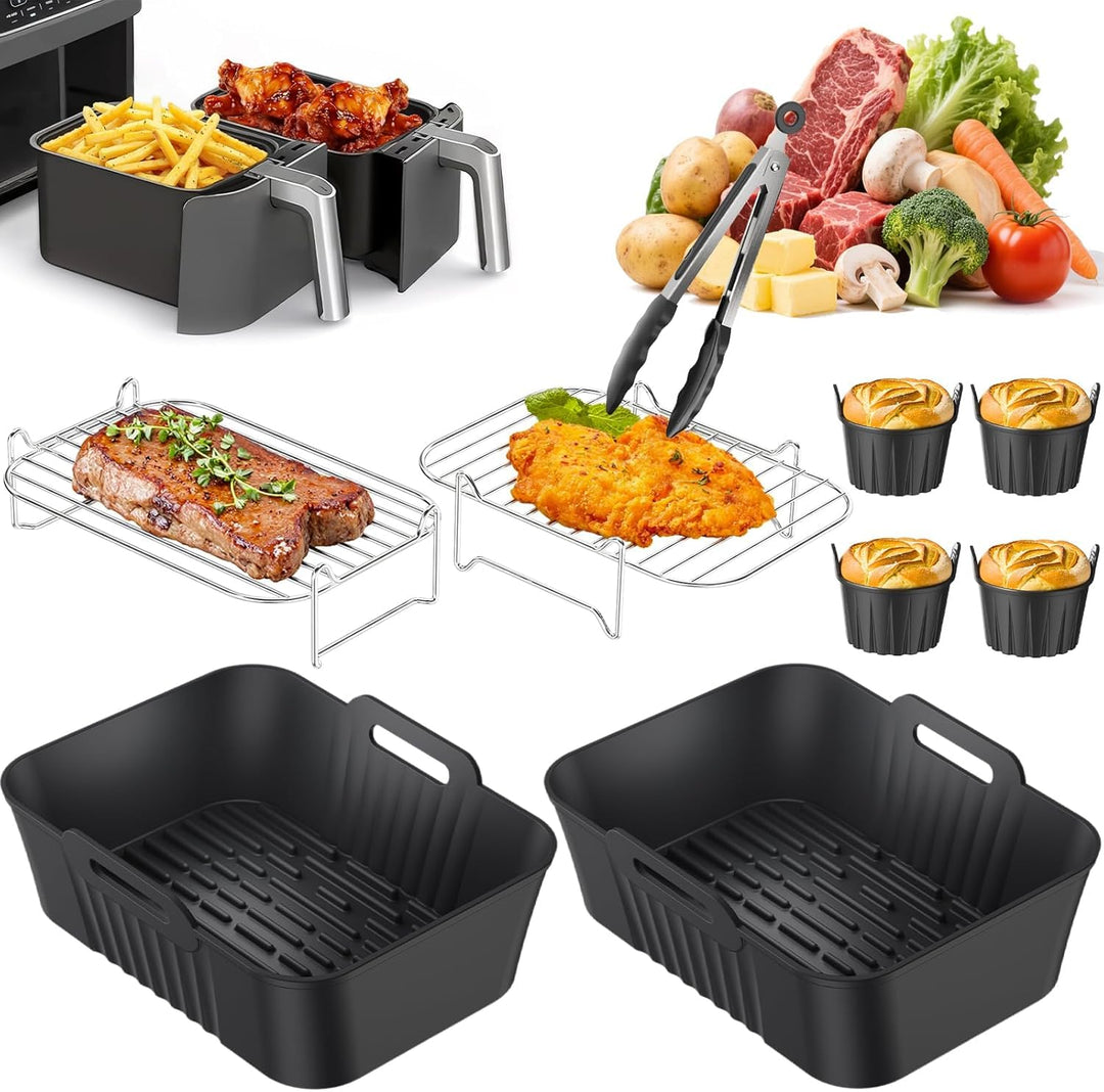 Ninja Heissluftfritteuse Zubehör, 9 Stück Airfryer Zubehör für Ninja Dual Zone AF400EU AF300EU 7,6L–
