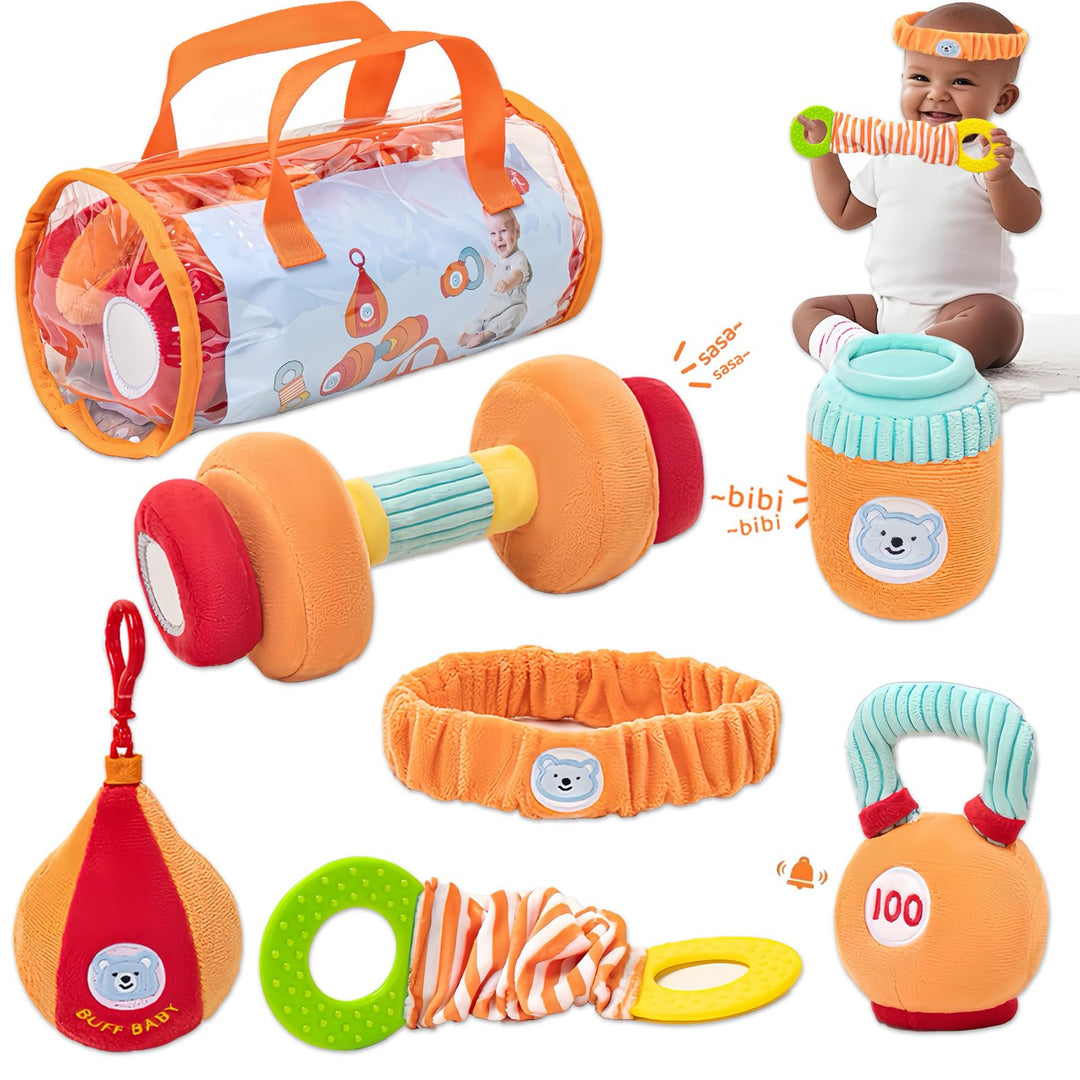 Gdbykds Rattle Gym Plüsch 6 Stück Set 0-12 Monate Babyspielzeug - Fitness Themen Sensorische Rattle