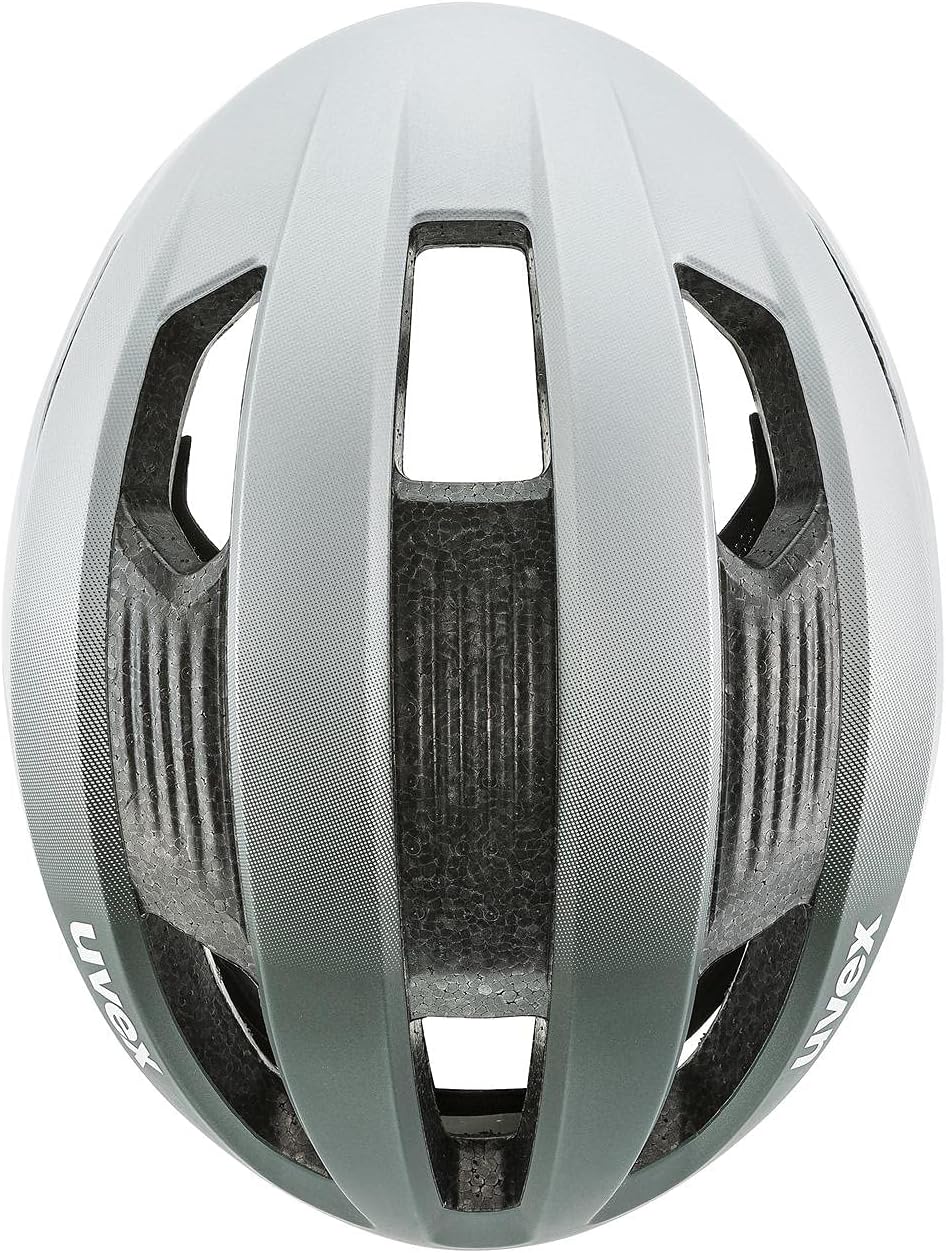 Uvex Rise CC Tocsen Rennrad Fahrrad Helm matt silberfarben/grün 2023 52-56 cm, 52-56 cm