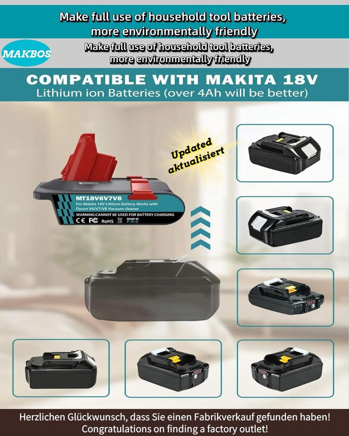 für Dyson V6V7V8 Akku Adapter für Makita 18V Lithium Akku auf für Dyson V6V7V8 Animal Fluffy Motorhe