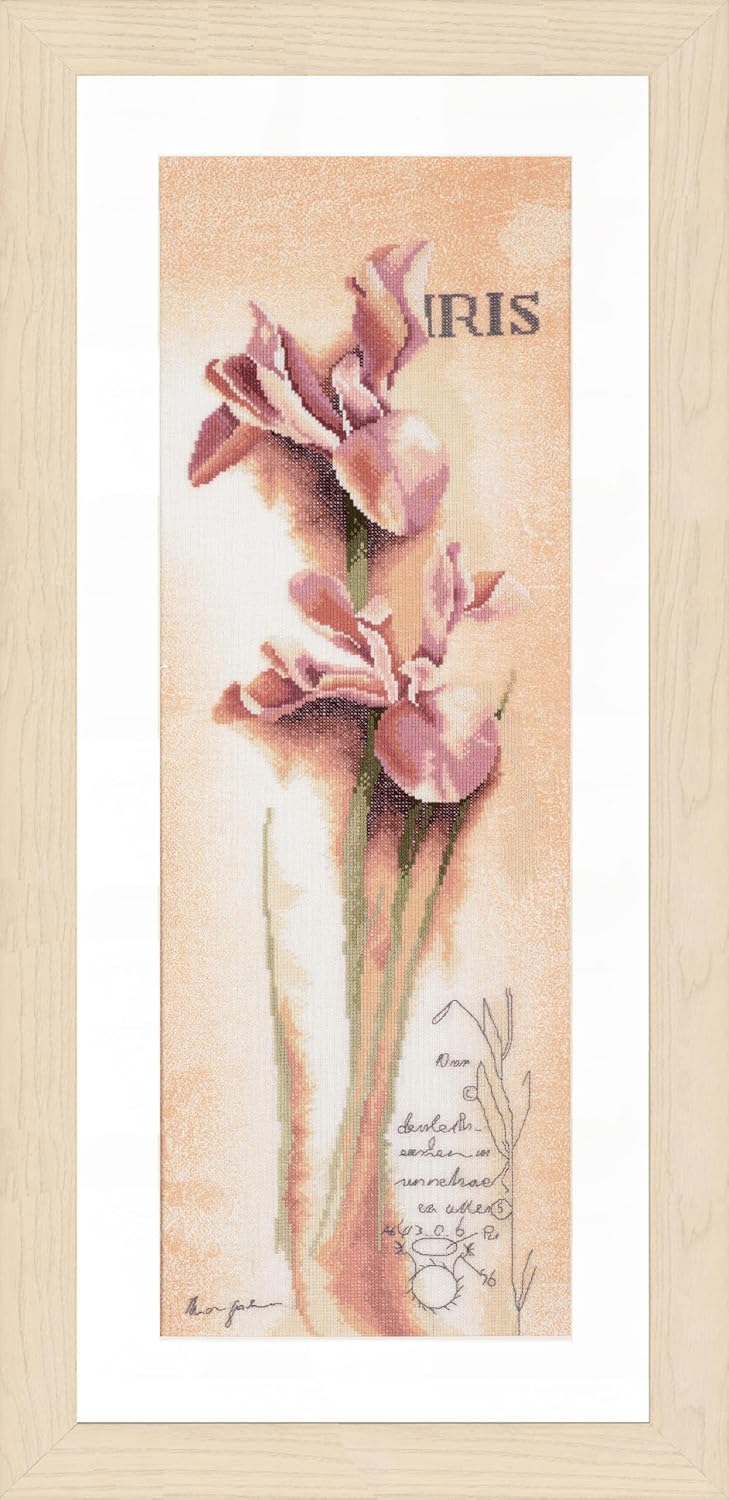 Lanarte Zählmusterpackung Iris Botanisch Kreuzstichpackung, Baumwolle, Mehrfarbig, 20 x 60 x 0.3 cm