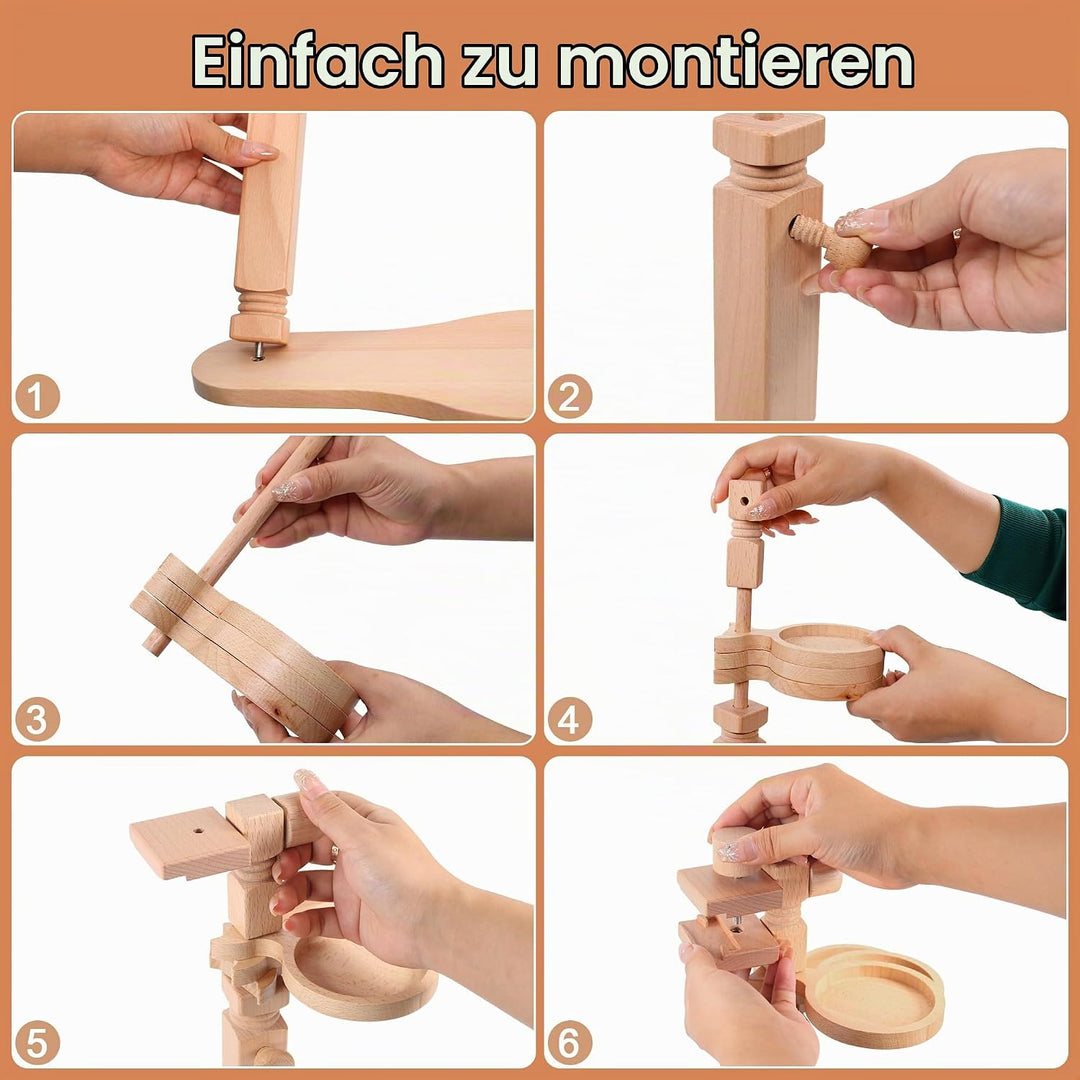 Holz Stickrahmenhalterung mit Zwischenablage, Einstellbarer Kreuzstich Ständer für Handarbeiten, Fre
