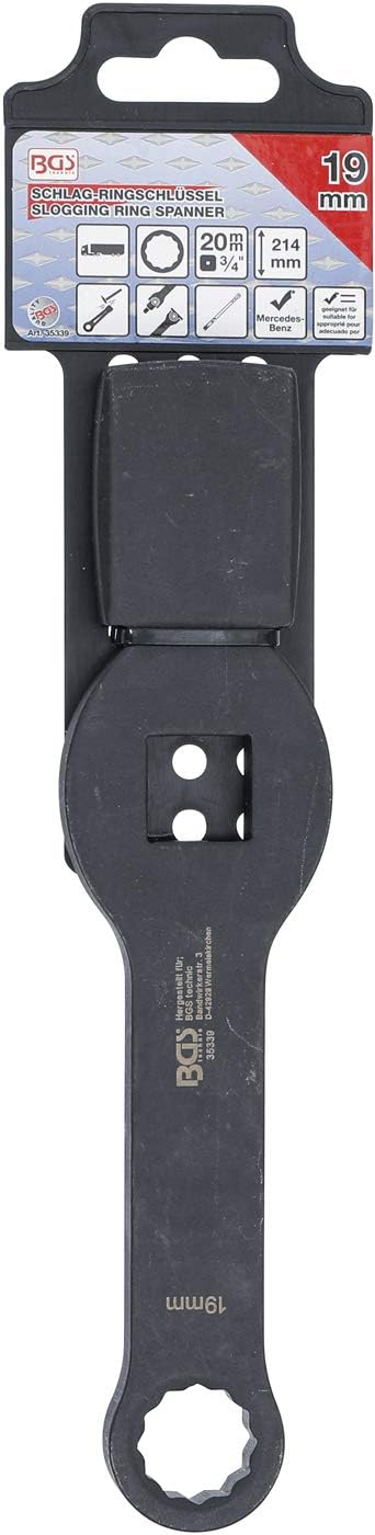 BGS 35339 | Schlag-Ringschlüssel | Zwölfkant | mit 2 Schlagflächen | SW 19 mm Schlüsselweite: 19 mm,