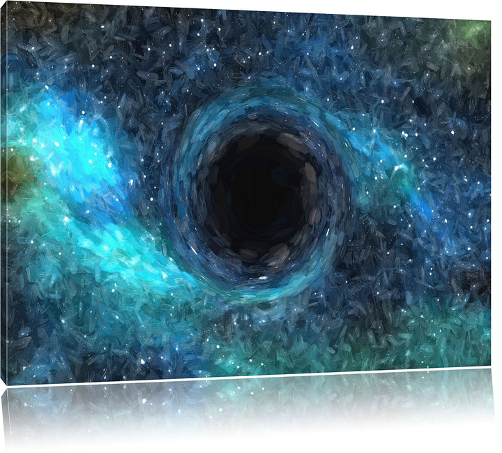 Pixxprint Schwarzes Loch im Weltall Kunst / 100x70cm Leinwandbild bespannt auf Holzrahmen/Wandbild K
