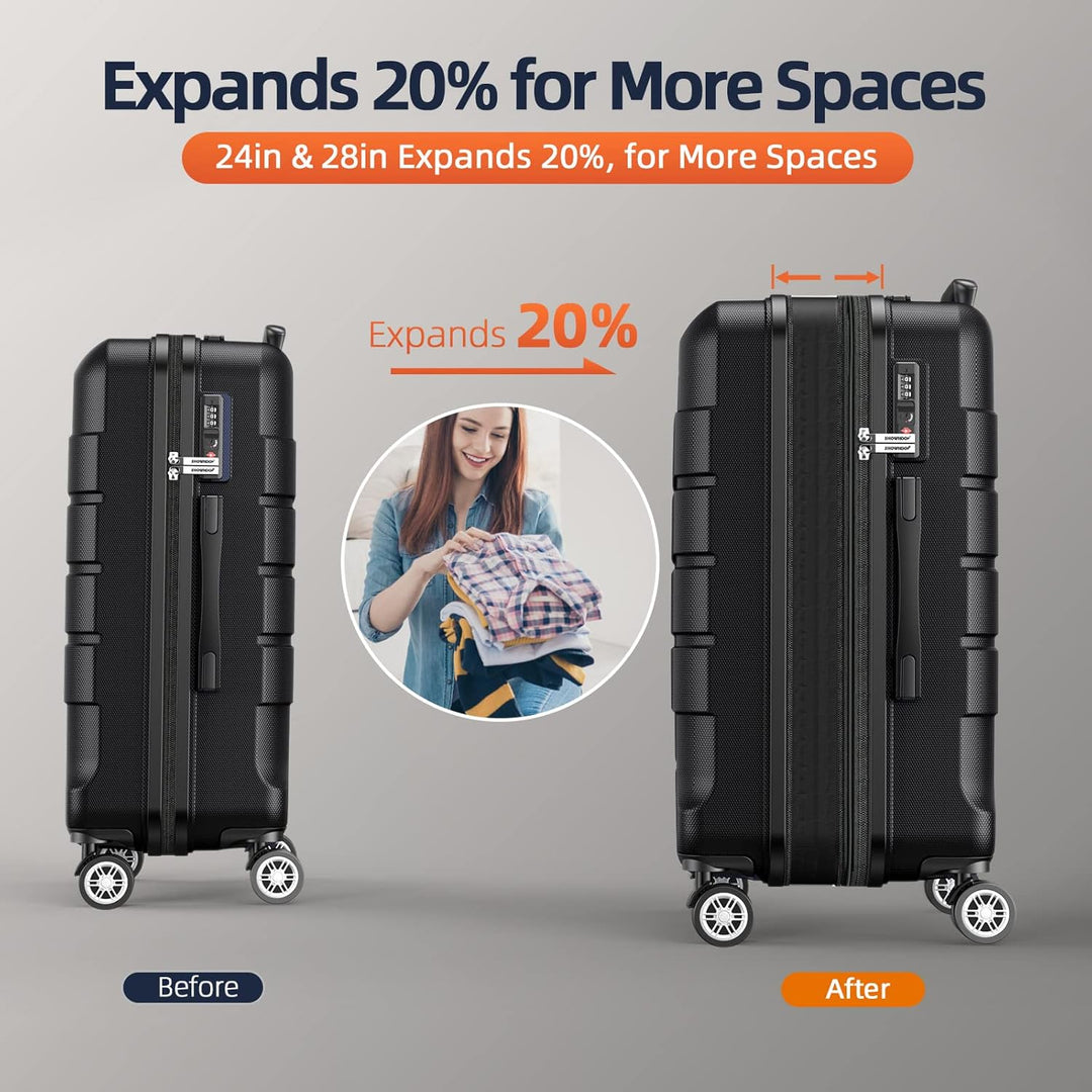 SHOWKOO Koffer Mittelgross Hartschale Leicht Reisekoffer ABS+PC Erweiterbar Haltbar Trolley Handgepä
