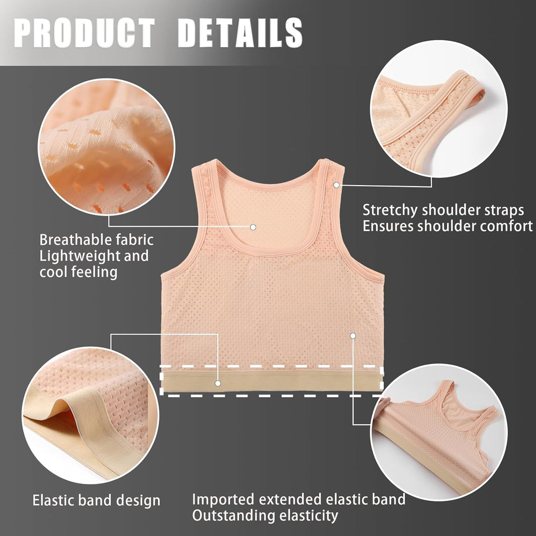 XUJI Transgender FTM Trans Atmungsaktive Halb Brust binder S Nude, S Nude