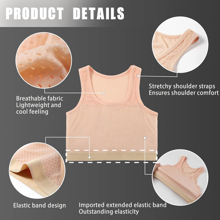XUJI Transgender FTM Trans Atmungsaktive Halb Brust binder L Nude, L Nude