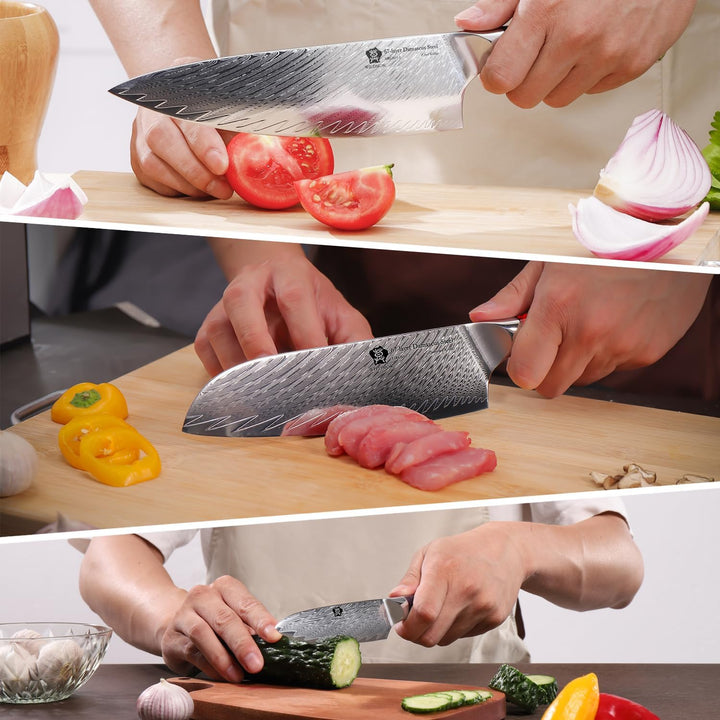 WILDMOK Damascus Küchenmesser 3-Teilig, rasier messers charfe Küchenmesser Made of Japanese, Well-Ba
