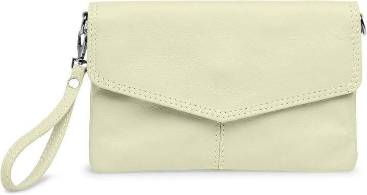 Caspar TA322 Damen Nappaleder Clutch Creme Weiss, Creme Weiss