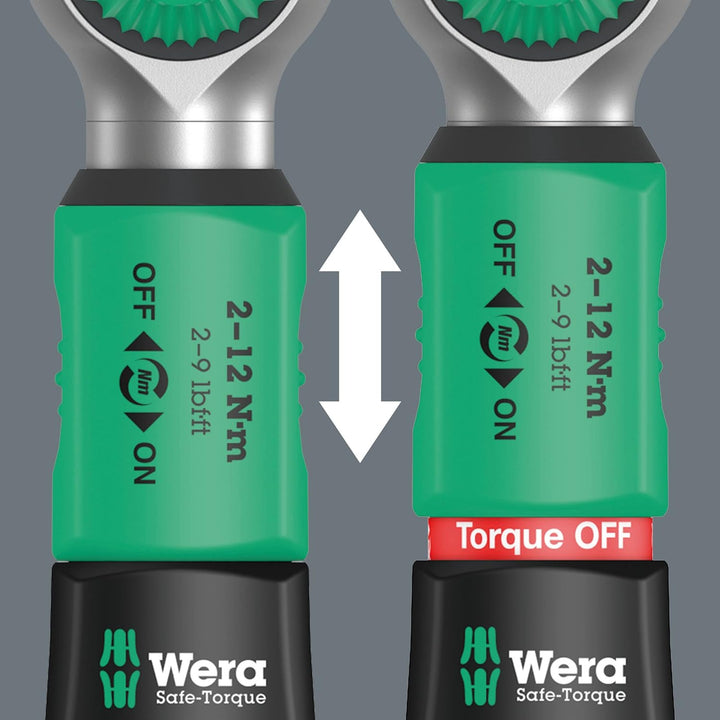Wera 05075800001 Safe-Torque A 1 Drehmomentschlüssel mit 1/4"-Vierkantantrieb, 2-12 Nm, Schwarz-grün