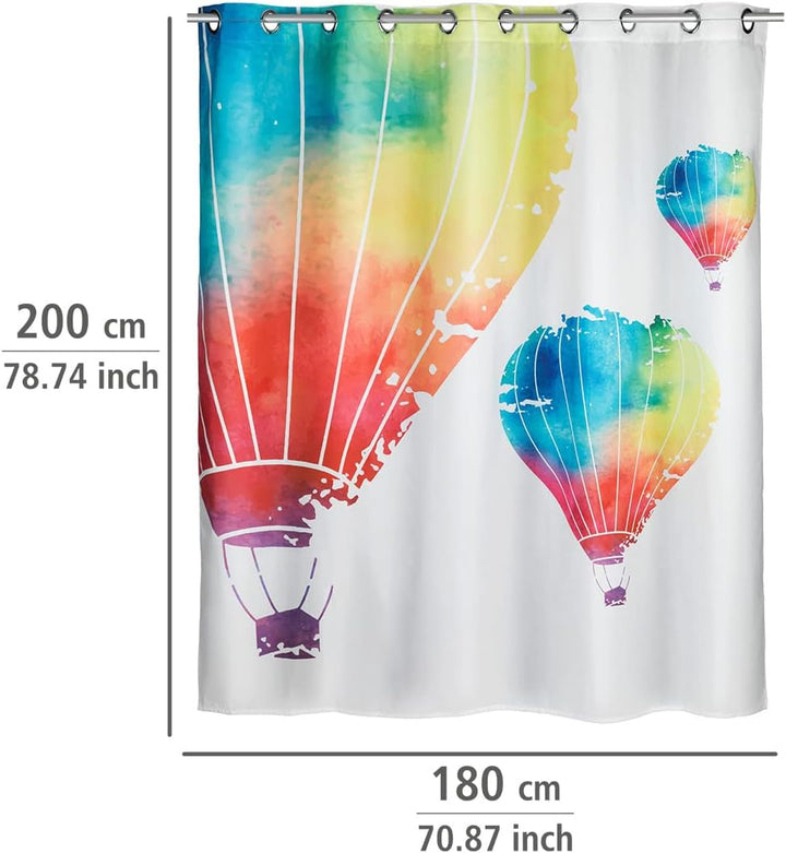 WENKO Anti-Schimmel Duschvorhang In the Air Flex, Textil-Vorhang mit Antischimmel Effekt, grosse int