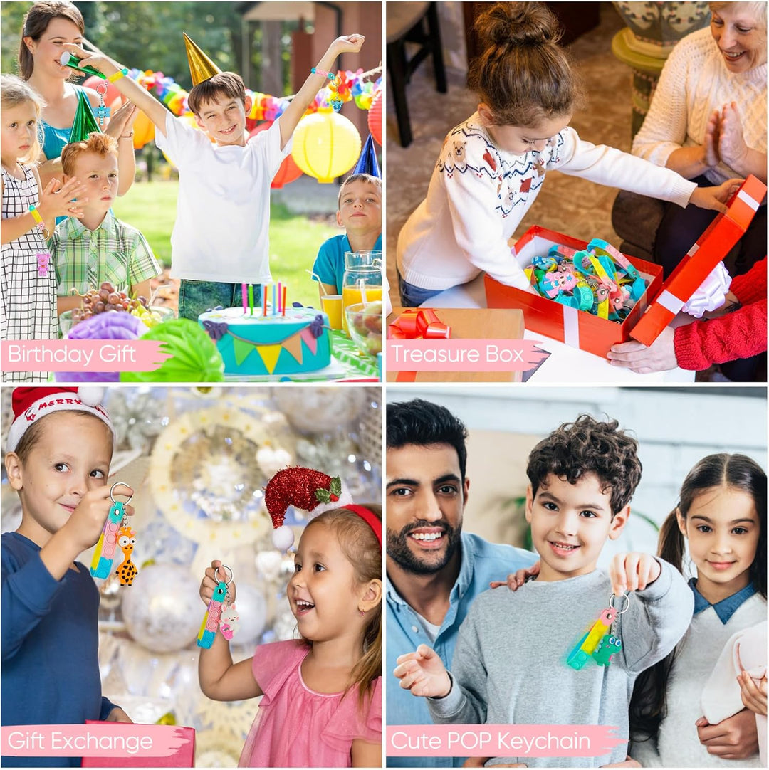 28 Pop Fidget Spielzeug mit Cartoon Schlüsselanhänger Mitgebsel Kindergeburtstag,Geburtstag Mitgebse